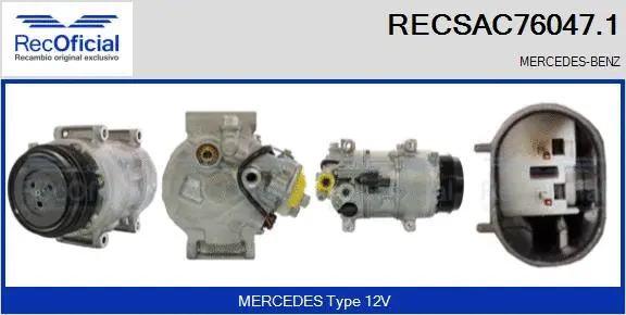 Compresseur, climatisation RECOFICIAL RECSAC76047.1