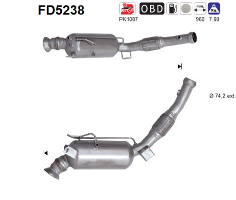 Filtre à particules / à suie, échappement AS FD5238