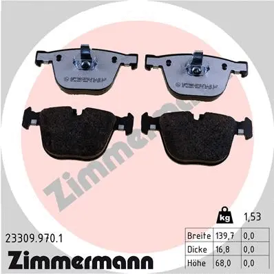 Kit de plaquettes de frein, frein à disque ZIMMERMANN 23309.970.1