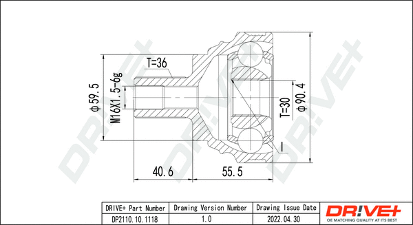 Jeu de joints, arbre de transmission Dr!ve+ DP2110.10.1118
