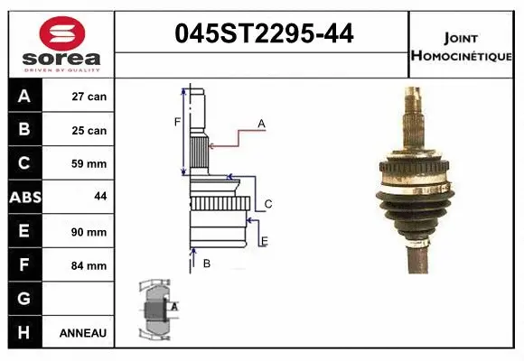 Jeu de joints, arbre de transmission STARTCAR 045ST2295-44