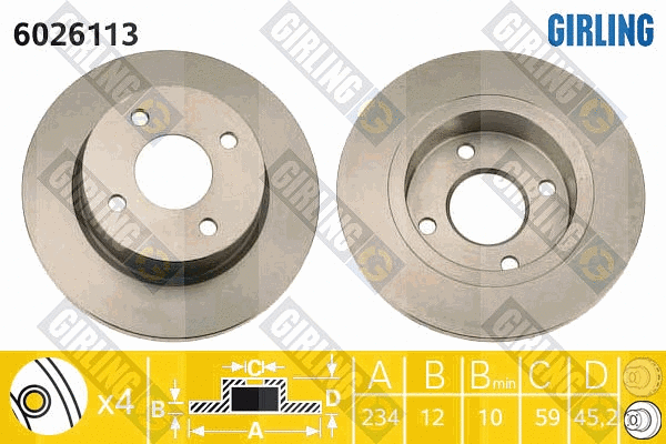 Disque de frein GIRLING 6026113