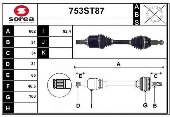 Arbre de transmission STARTCAR 753ST87