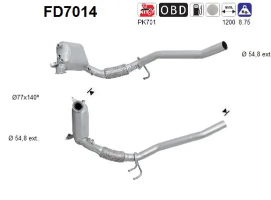 Filtre à particules / à suie, échappement AS FD7014