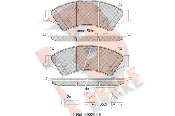 Kit de plaquettes de frein, frein à disque R BRAKE RB2109