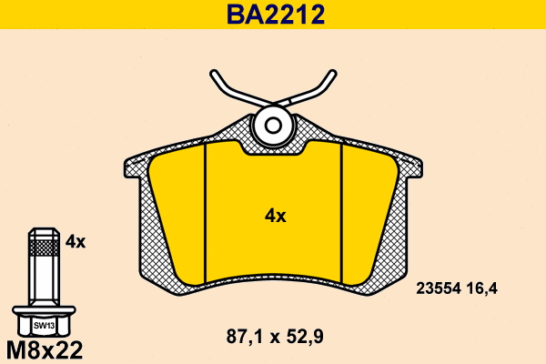 Kit de plaquettes de frein, frein à disque BARUM BA2212