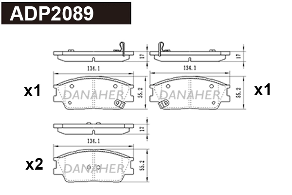 Kit de plaquettes de frein, frein à disque DANAHER ADP2089