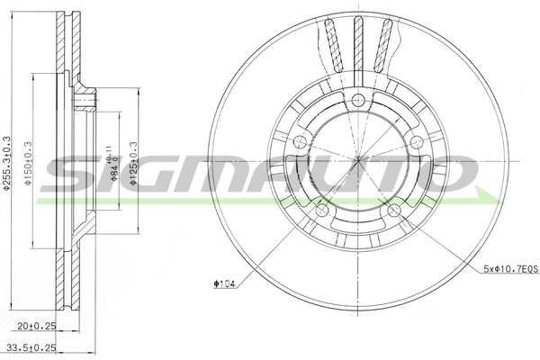 Disque de frein SIGMAUTO DBA349V