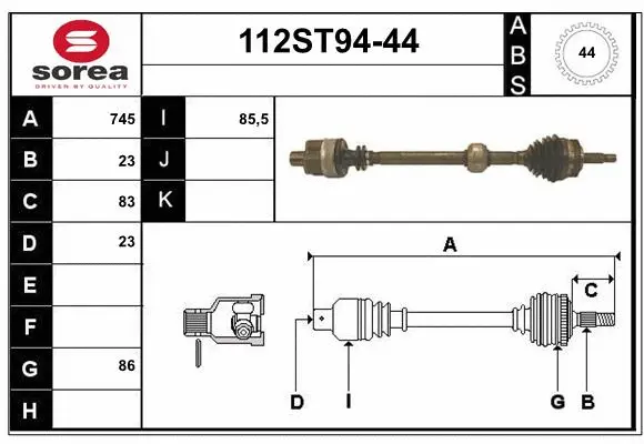 Arbre de transmission STARTCAR 112ST94-44