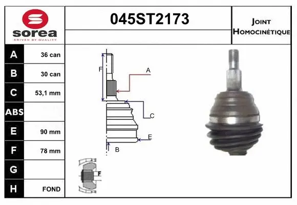 Jeu de joints, arbre de transmission STARTCAR 045ST2173