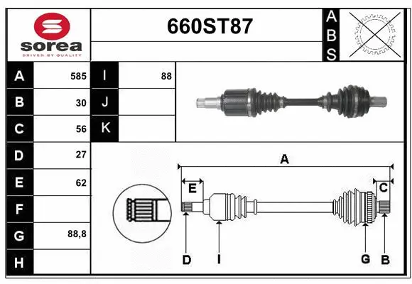 Arbre de transmission STARTCAR 660ST87
