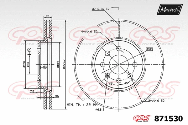 Disque de frein MAXTECH 871530