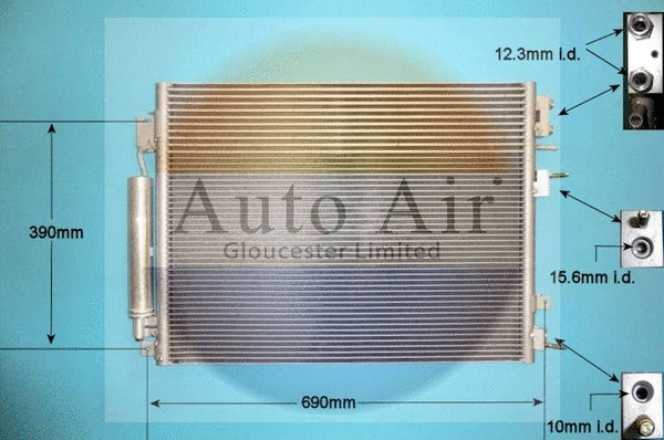 Condenseur, climatisation AUTO AIR GLOUCESTER 16-9818