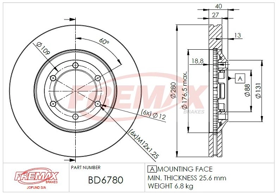 Disque de frein FREMAX BD-6780