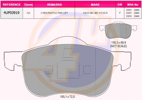 Kit de plaquettes de frein, frein à disque 4u 4UP03919