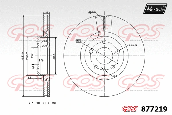 Disque de frein MAXTECH 877219