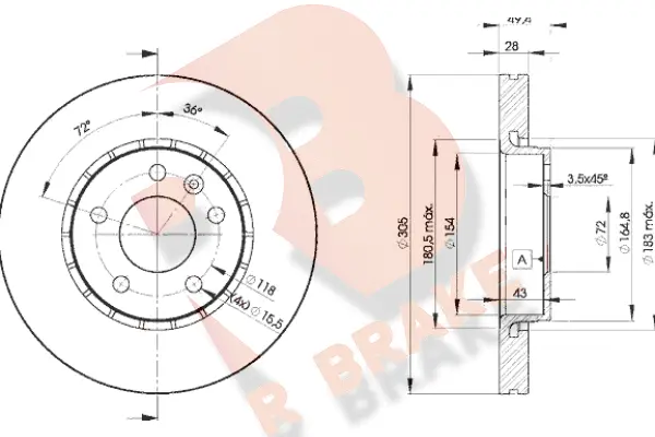 Disque de frein R BRAKE 78RBD26845