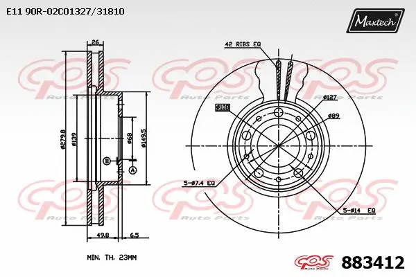 Disque de frein MAXTECH 883412