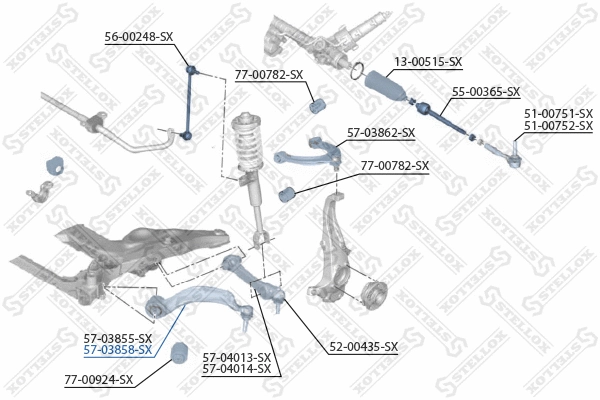 Bras de liaison, suspension de roue STELLOX 57-03858-SX