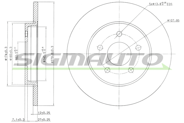 Disque de frein SIGMAUTO DBB126S