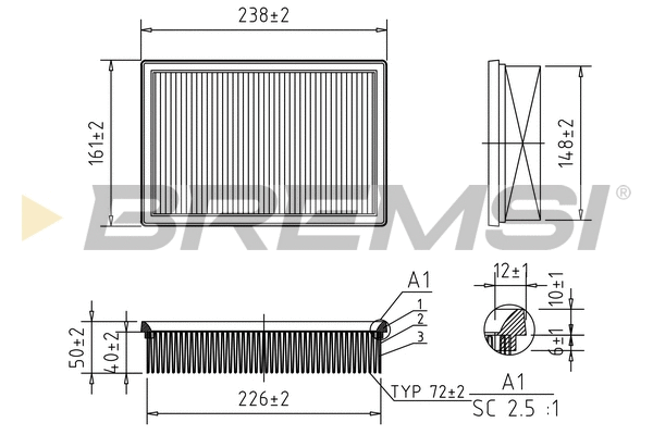 Filtre à air BREMSI FA1119