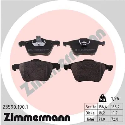 Kit de plaquettes de frein, frein à disque ZIMMERMANN 23590.190.1