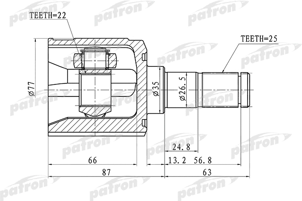 Jeu de joints, arbre de transmission PATRON PCV1003