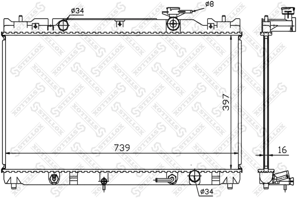 Radiateur, refroidissement du moteur STELLOX 10-25149-SX