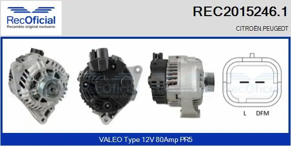 Alternateur RECOFICIAL REC2015246.1