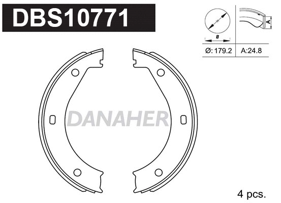 Jeu de mâchoires de frein, frein de stationnement DANAHER DBS10771