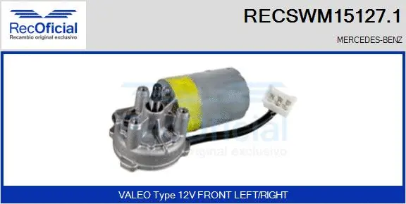 Moteur d'essuie-glace RECOFICIAL RECSWM15127.1