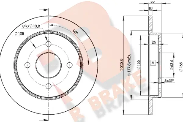 Disque de frein R BRAKE 78RBD27969