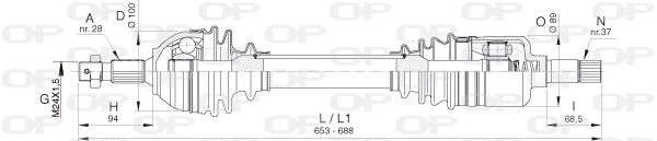 Arbre de transmission OPEN PARTS DRS6387.00