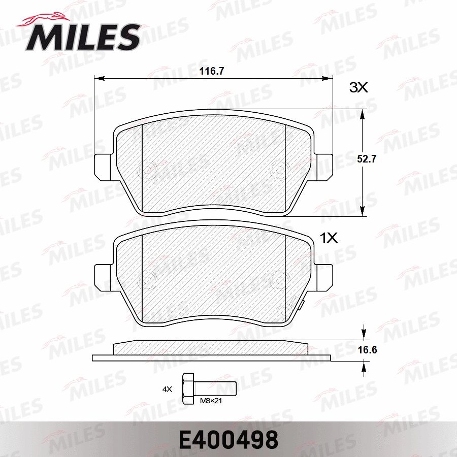 Kit de plaquettes de frein, frein à disque MILES E400498