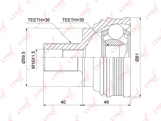 Jeu de joints, arbre de transmission LYNXAUTO CO-8009