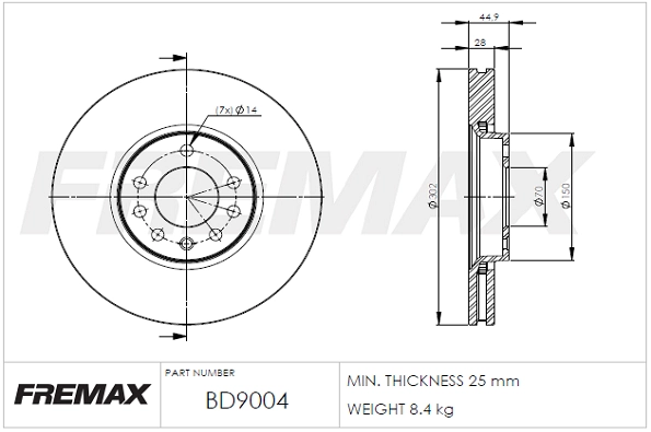 Disque de frein FREMAX BD-9004