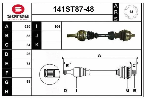 Arbre de transmission STARTCAR 141ST87-48