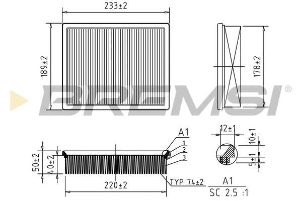 Filtre à air BREMSI FA2322