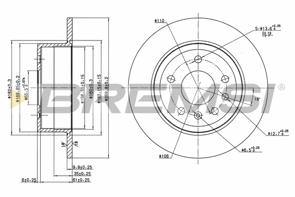 Disque de frein BREMSI CD6239S