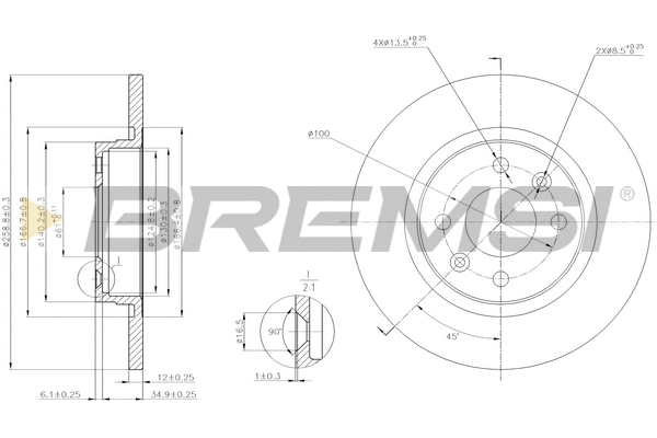 Disque de frein BREMSI CD7502S