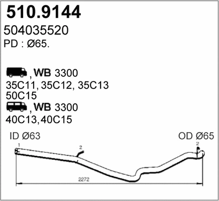 Tuyau d'échappement ASSO 510.9144