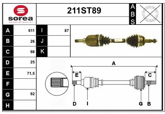Arbre de transmission STARTCAR 211ST89