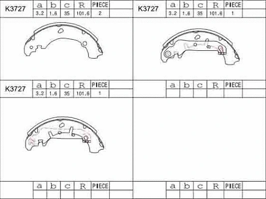 Jeu de mâchoires de frein ASIMCO K3727