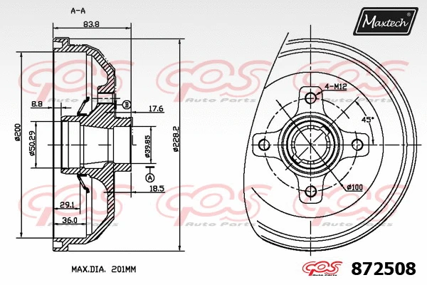 Tambour de frein MAXTECH 872508