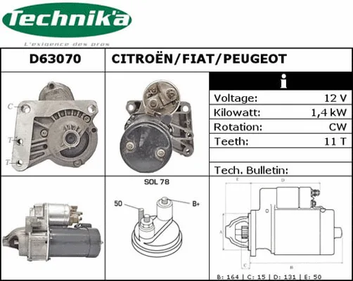 Démarreur Technika D63070