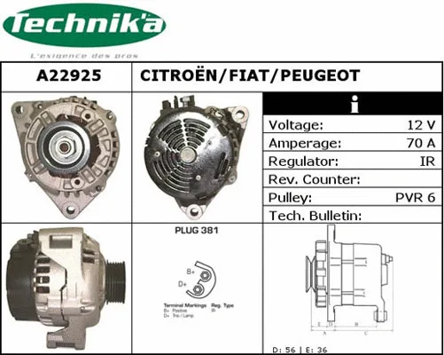 Alternateur Technika A22925