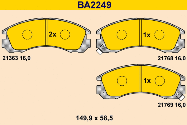 Kit de plaquettes de frein, frein à disque BARUM BA2249