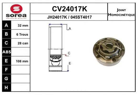 Jeu de joints, arbre de transmission EAI CV24017K