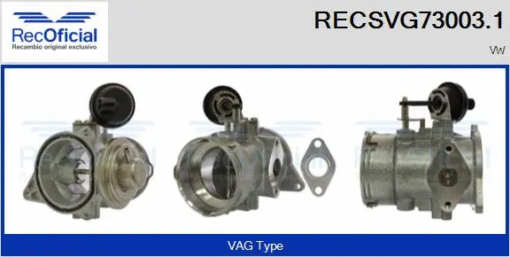Vanne EGR RECOFICIAL RECSVG73003.1