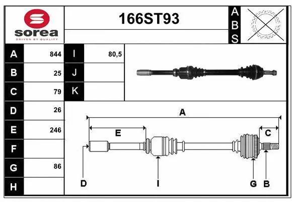 Arbre de transmission STARTCAR 166ST93